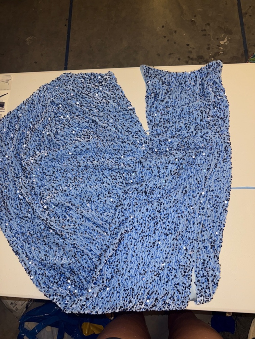 Sky Blue Sequin Prom Dress